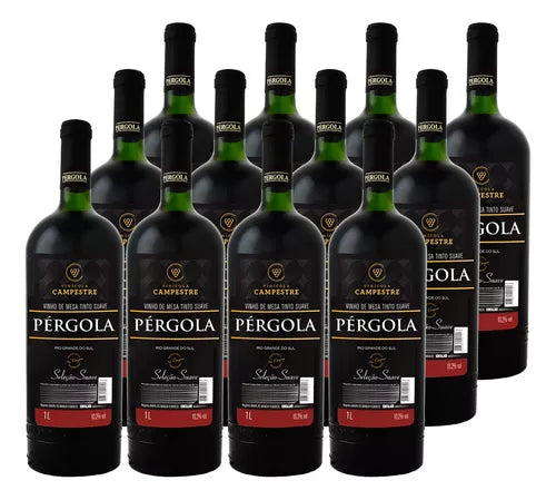 Kit 12 Vinhos Tinto Mesa Suave Seleção Pergola 1 Litro