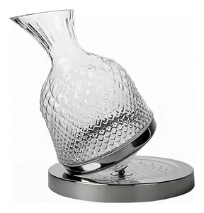 Decanter De Vinho CRISTAL  Giratório Gira 360° Base Aço Inox 1500ml