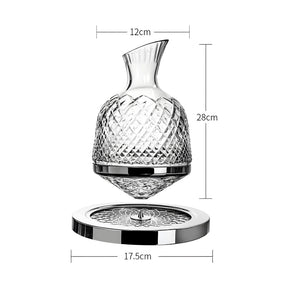 Decanter De Vinho CRISTAL  Giratório Gira 360° Base Aço Inox 1500ml